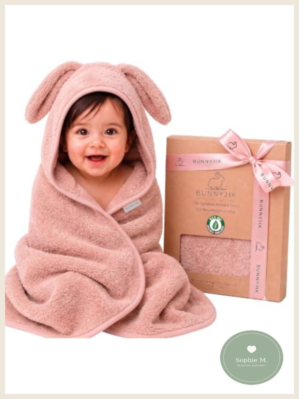 Organic Turkish Cotton Hooded Baby Towel 32x32 Newborn Bath Essential